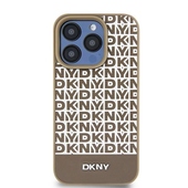 Nak�adka DKNY br�zowa HC Magsafe pu repeat pattern w bottom stripe do Apple iPhone 15