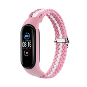 Opaska pleciona Smart Band M5/M6/M7 PINK-WHITE / RӯOWO-BIA�Y
