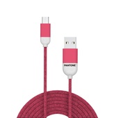 PANTONE kabel USB - microUSB 1,5m 2,4A PT-MC001-5 Pink 184C do SAMSUNG ZV50