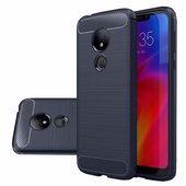 Pokrowiec Carbon Case niebieski do Motorola Moto G7 Power