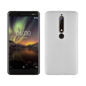 Pokrowiec Carbon Fiber srebrny do Nokia 6 (2018)
