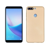 Pokrowiec Carbon Fiber z�oty do Huawei Y7 (2018)