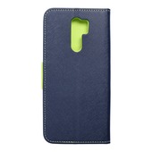 etui z podstawk� Pokrowiec Fancy Book granatowo-limonkowy do Xiaomi Redmi 9