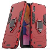 etui uchwyt na palec Pokrowiec hybrydowy Ring Armor pancerny czerwony do Samsung Galaxy A10