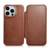 Pokrowiec iCarer CE Oil Wax Premium Leather Folio Case br�zowy do Apple iPhone 14 Pro Max