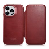 Pokrowiec Pokrowiec iCarer CE Oil Wax Premium Leather Folio Case czerwony do Apple iPhone 14 Pro