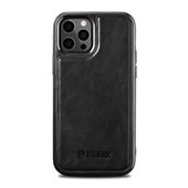 Pokrowiec iCarer Leather Oil Wax czarny do Apple iPhone 12 Pro