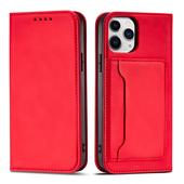 etui  z klapk� Pokrowiec Magnet Card Case czerwony do Apple iPhone 12