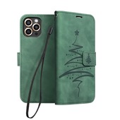 etui ze smycz� Pokrowiec Mezzo Book Choinka zielony do Samsung Galaxy A21s