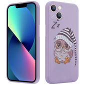 etui  ze wzorem Pokrowiec MX Owl Sleepy fioletowy do Apple iPhone X