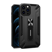 etui  z podstawk� Pokrowiec pancerny Shock Armor Case czarny do Xiaomi Redmi Note 11S 5G