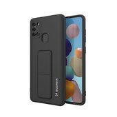 Pokrowiec silikonowy Wozinsky Kickstand Case czarny do Samsung Galaxy A21s