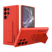 Pokrowiec silikonowy Wozinsky Kickstand Case czerwony do Samsung Galaxy S22 Ultra