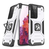 etui uchwyt na palec Pokrowiec Wozinsky Ring Armor pancerny srebrny do Samsung Galaxy S21 Ultra 5G