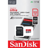 Sandisk karta pami�ci Ultra Android microSDXC 512GB 150MB/s A1 Cl.10 UHS-I + adapter do SAMSUNG ZV50