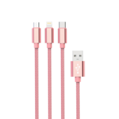 Setty kabel 3w1 USB - Lightning + USB-C + microUSB 1,0 m 2A KNA-MLC-1.2215 r�owe z�oto do SAMSUNG ZV50