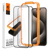 Spigen szk�o hartowane ALM GLASS FC 2-PACK czarny do Apple iPhone 15 Pro Max