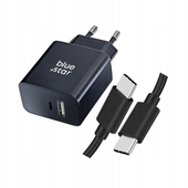 Szybka �adowarka 25W BLUE STAR z d�ugim kablem 2m USB-C 2 wej�cia czarna do Oppo Reno 13FS 5G