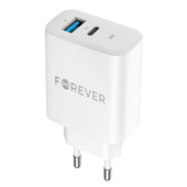 Szybka �adowarka 30W PD QC Forever sama kostka bez kabla USB-C do telefonu 2 wej�cia bia�a do Oppo Reno 13FS 5G
