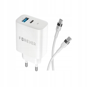 Szybka �adowarka 30W PD QC Forever z kablem USB-C 1m do telefonu 2 wej�cia bia�a do Oppo Reno 13FS 5G