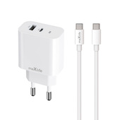 Szybka �adowarka 30W z kablem do telefonu Maxlife  2 wej�cia USB i USB-C bia�a do Oppo Reno 13FS 5G