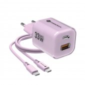 Szybka �adowarka 33W Forcell GaN III 2 porty USB-C USB-A z kablem fioletowa do Samsung Galaxy A52S 5G