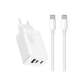 Szybka �adowarka 65W Maxlife 3 wej�cia USB-A i USB-C z d�ugim kablem 2m do telefonu bia�a do Oppo Reno 13FS 5G