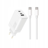 Szybka �adowarka 65W Maxlife 3 wej�cia USB-A i USB-C z kablem 1m do telefonu bia�a do Oppo Reno 13FS 5G