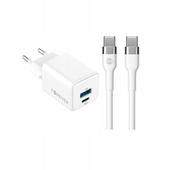 Szybka �adowarka GaN 20W PD QC Forever kostka z kablem 1m USB-C do telefonu 2 wej�cia bia�a do Oppo Reno 13FS 5G