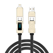 WIWU 100W Kabel 4 w 1 seri X Wi-C039 typy A+C-C+L , 150cm tytan do SAMSUNG ZV50