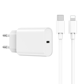 WIWU �adowarka sieciowa Wi-U001 PD 20W 1x USB-C bia�a + kabel USB-C - Lightning do SAMSUNG ZV50