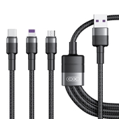XO kabel NB-Q191 3w1 USB - Lightning + USB-C + microUSB 1,2 m 40W czarny do SAMSUNG ZV50