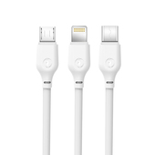 XO Kabel NB103 3w1 (8-pin/micro/typ-C) bia�y 2,1A 1m do SAMSUNG ZV50
