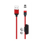 XO Kabel NB128 magnetyczny 3w1 8-pin/typ-C/micro czerwony 2,4A 1m do SAMSUNG ZV50