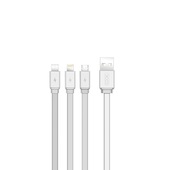 XO Kabel NB18 3w1 (8-pin/micro/typ-C) srebrny 2,4A 1,2m do SAMSUNG ZV50