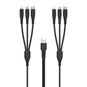 XO kabel NB196 6w1 USB - 2x Lightning + USB-C + microUSB 1,2m 3,5A / 2 m 2,5A czarny do SAMSUNG ZV50