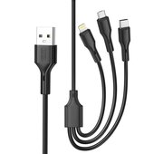 XO kabel NB230 3w1 USB + USB-C + microUSB + Lightning 1,0m 2,4A czarny do SAMSUNG ZV50