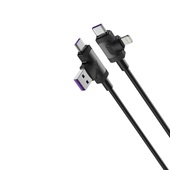 XO kabel NB237 4w1 USB + USB-C - Lightning + USB-C 1,0 m 3A czarny do SAMSUNG ZV50