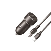 XO �adowarka samochodowa CC53 12W 2x USB czarna + kabel USB - USB-C do SAMSUNG ZV50