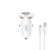 XO �adowarka samochodowa CC56 PD 30W QC 1x USB 1x USB-C bia�a + kabel USB - microUSB do SAMSUNG ZV50