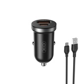 XO �adowarka samochodowa CC56 PD 30W QC 1x USB 1x USB-C czarna + kabel USB - microUSB do SAMSUNG ZV50