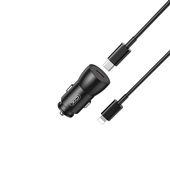 XO �adowarka samochodowa CC57 PD 25W 1x USB-C czarna + kabel USB-C - Lightning do SAMSUNG ZV50