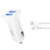 XO �adowarka samochodowa TZ10 2x USB 2,4A bia�a + kabel Lightning do SAMSUNG ZV50