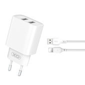 XO �adowarka sieciowa CE02C 2x USB 2,1A bia�a + kabel Lightning do SAMSUNG ZV50