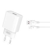 XO �adowarka sieciowa CE02D QC 3.0 18W 1x USB bia�a + kabel Lightning do SAMSUNG ZV50