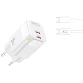 XO �adowarka sieciowa CE07 PD 35W 2x USB-C bia�a + kabel USB-C - USB-C do SAMSUNG ZV50