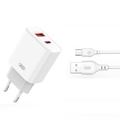 XO �adowarka sieciowa CE12 PD QC 3.0 20W 1x USB 1x USB-C bia�a + kabel USB - microUSB do SAMSUNG ZV50