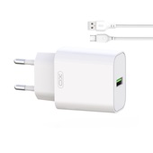 XO �adowarka sieciowa L103 QC 3.0 18W 1x USB bia�a + kabel microUSB do SAMSUNG ZV50