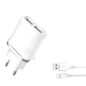 XO �adowarka sieciowa L52 plus kabel micro bia�a 2USB 2,1A do SAMSUNG ZV50