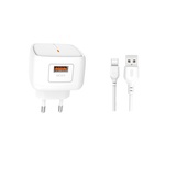 XO �adowarka sieciowa L59 QC 3.0 18W 1x USB bia�a + kabel USB-C do SAMSUNG ZV50